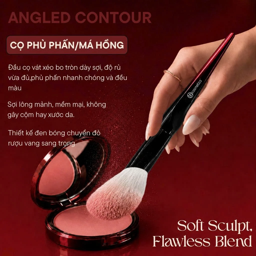 Cọ Trang Điểm Phấn Phủ Đầu Bung Xéo - Cọ Má Hồng Phấn BH Cosmetics Angled Contour Brush BH006